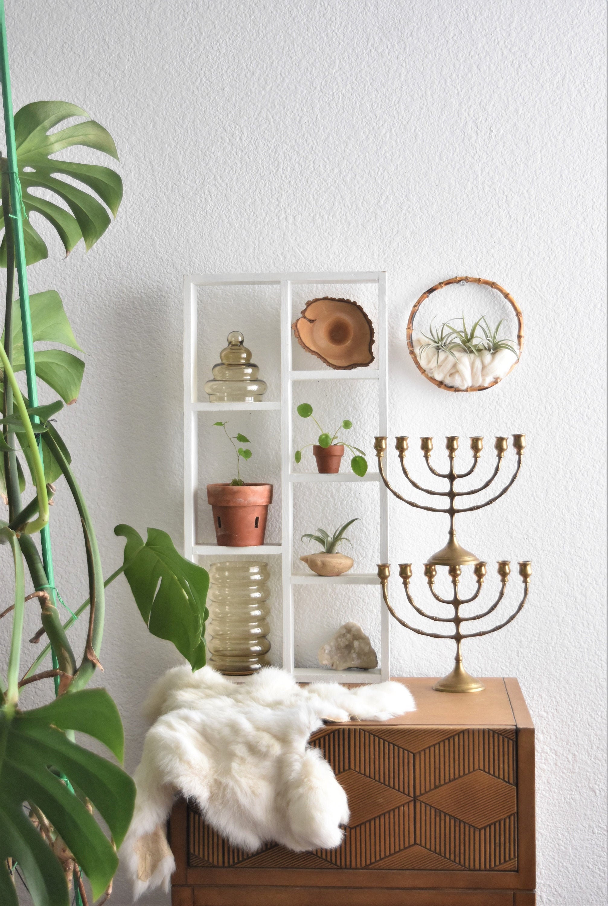 Pared colgante blanco madera maciza curio caja de sombra / | Etsy