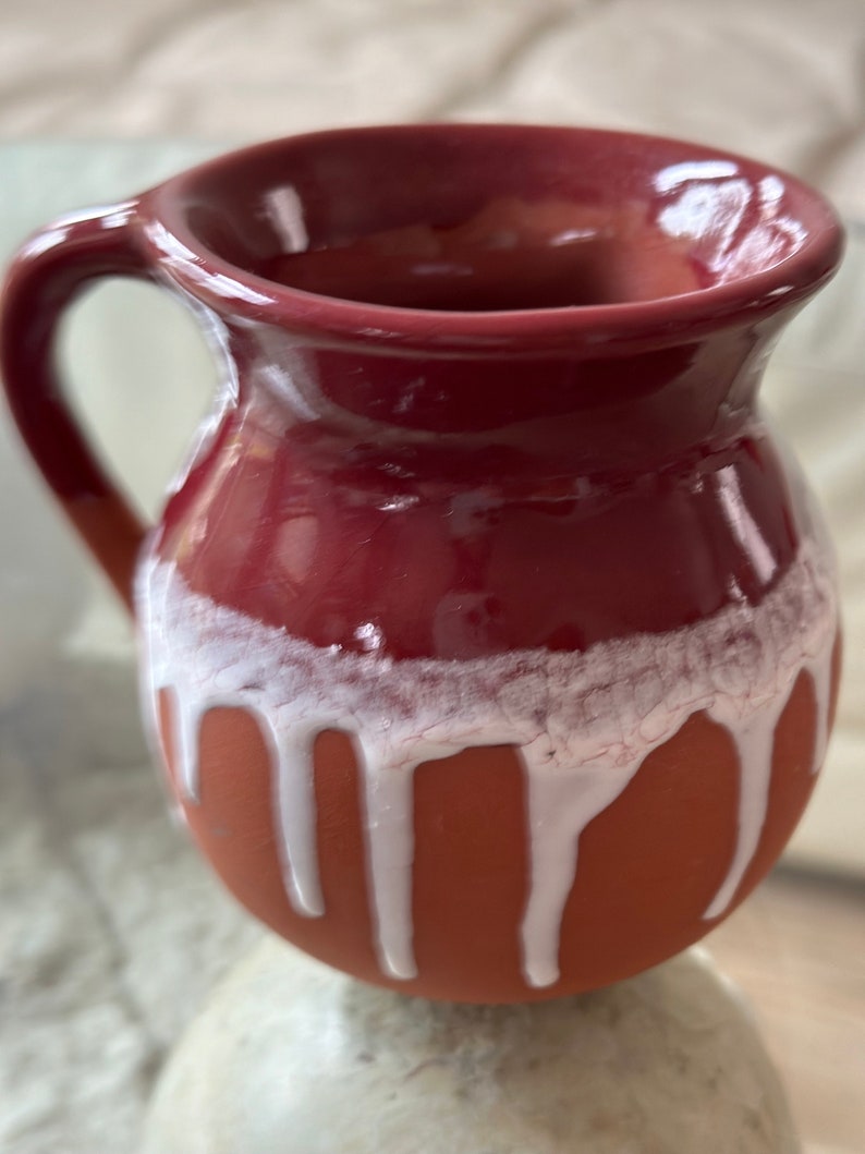 drip glazed ceramic burgandy mexican coffee mug image 4