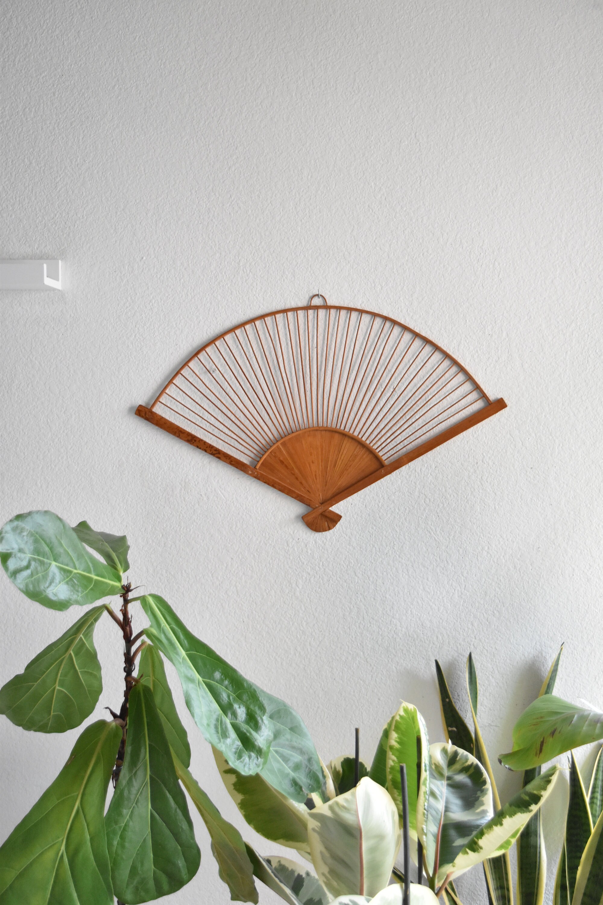 large bamboo wall hanging fan / decorative woven basket
