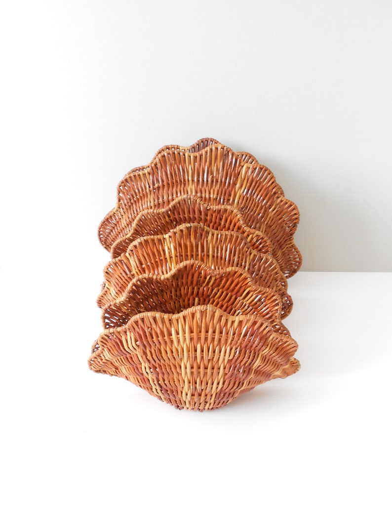 RESERVED // wicker clam shell baskets // beach house decor // Etsy