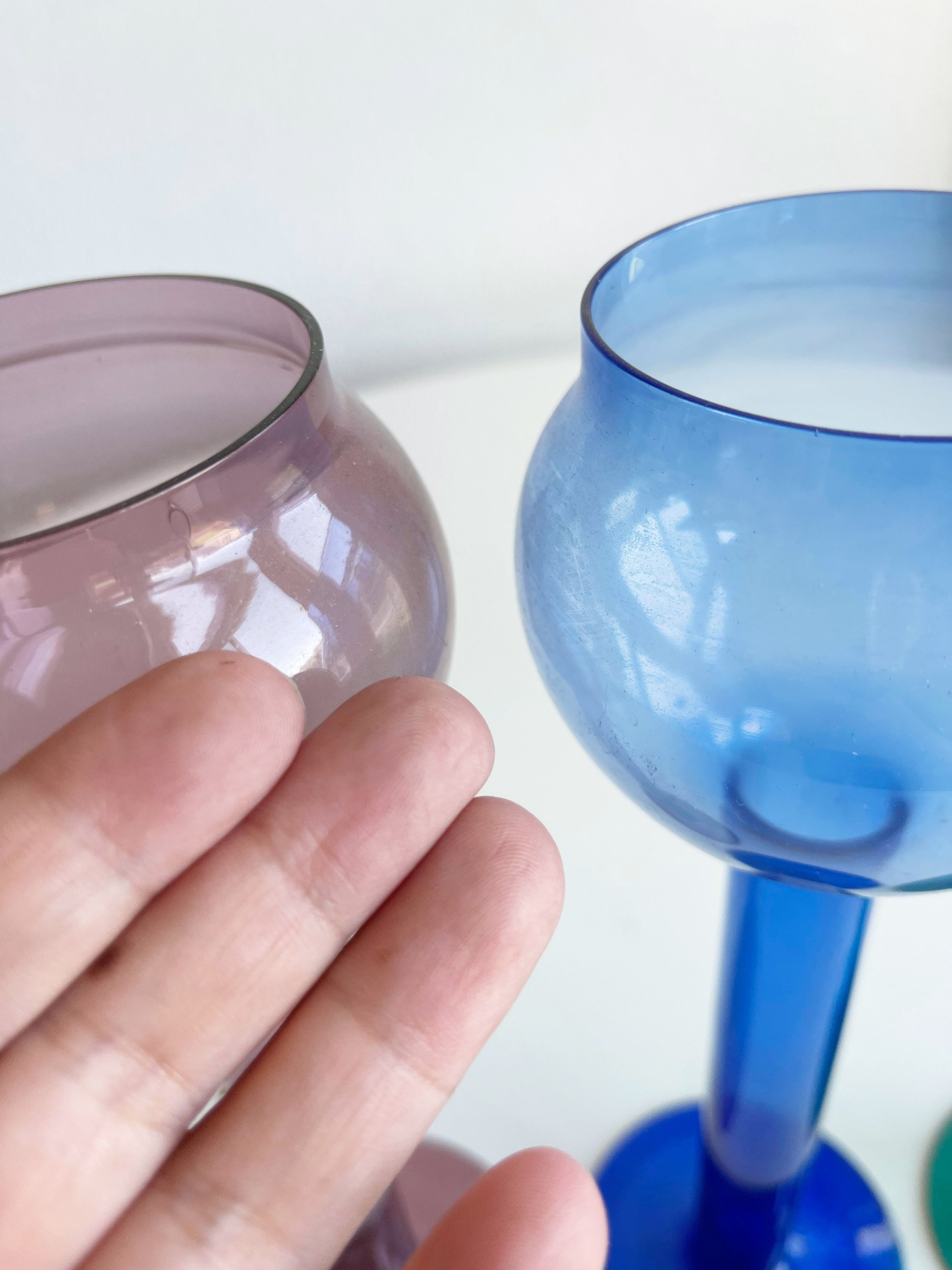 Set of 3 Clear Glass Ball Flower Vase Art Glass Sculptures Etsy