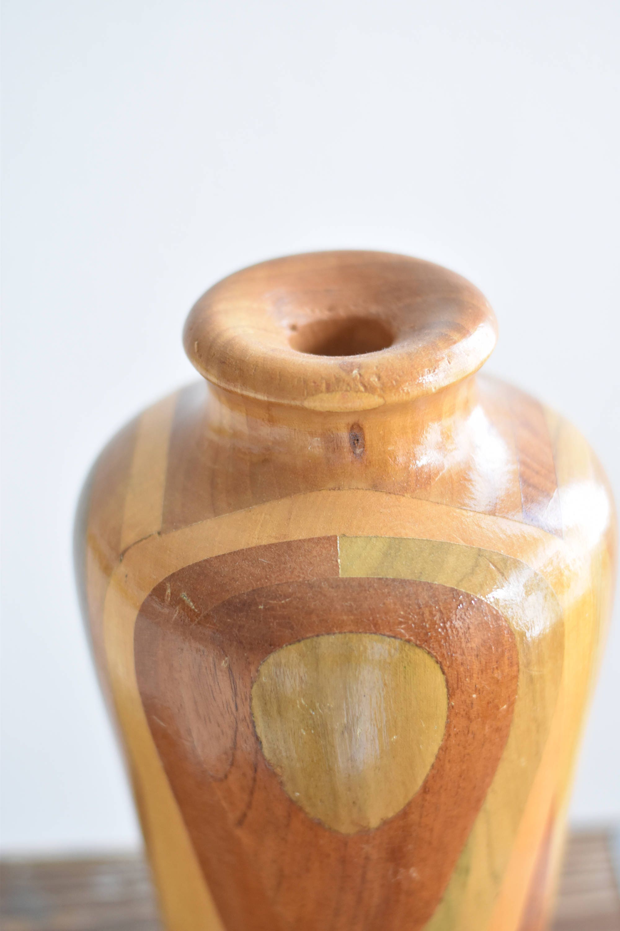 decorative turned carved wood vase