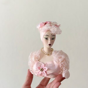 porcelain harlequin doll figurine venetian mardi gras bust with beauty mark mole image 3