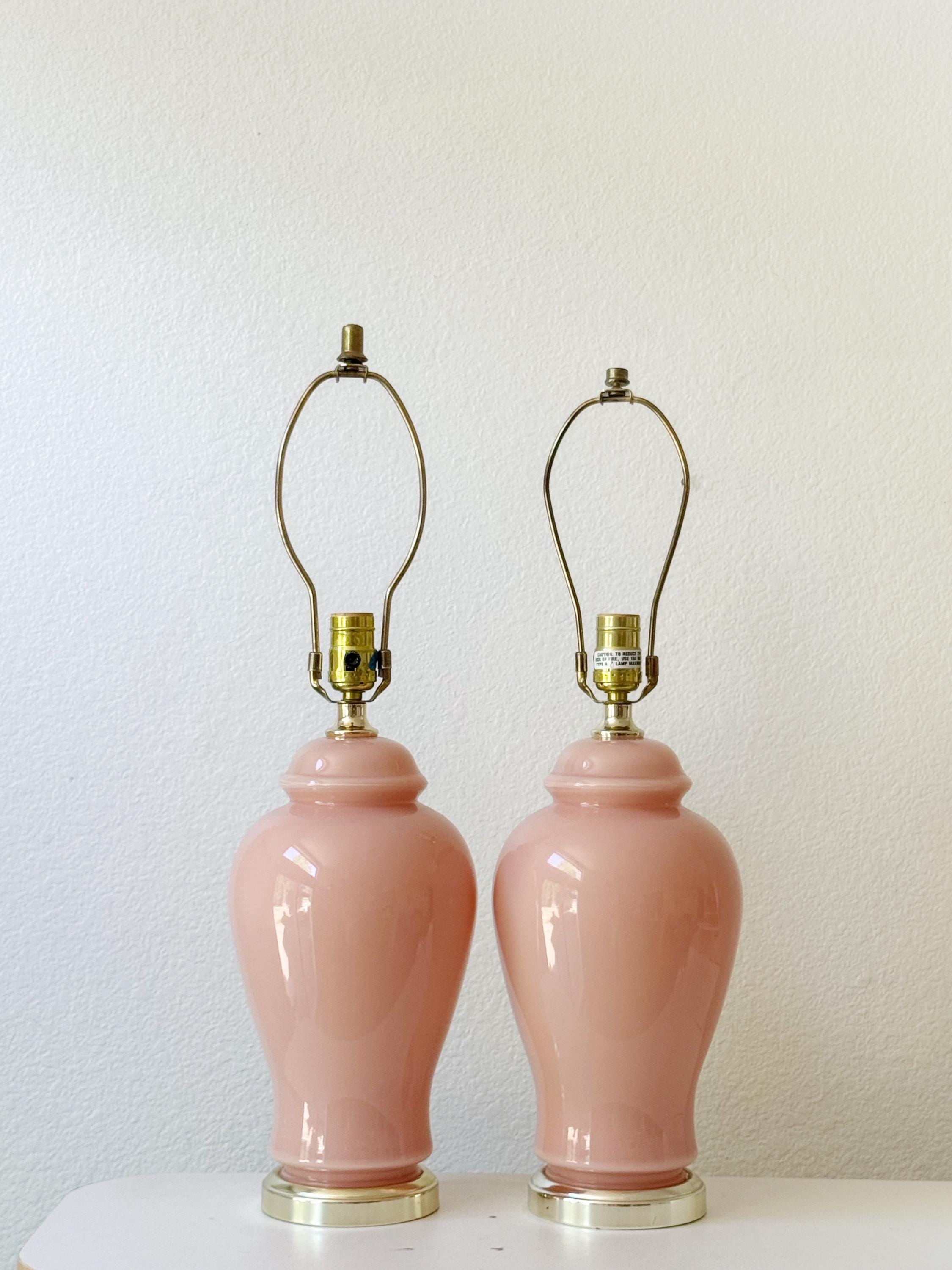 90s Postmodern Light Pearl Pink Glass Table Lamp Light - Etsy