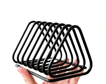 90s chunky office black metal triangular spring file note holder