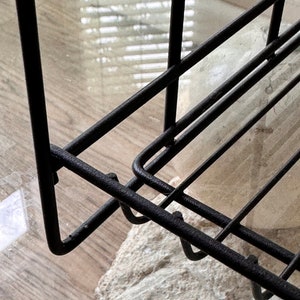 Mid Century Modern Black Metal Record Wire Holder File Organizer Shelf ...
