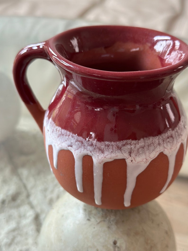 drip glazed ceramic burgandy mexican coffee mug image 5