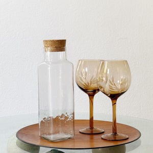 tall cork lid textured glass apothecary jar / kitchen storage terrarium / 1 jar