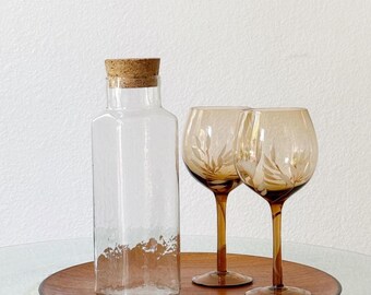 tall cork lid textured glass apothecary jar / kitchen storage terrarium / 1 jar