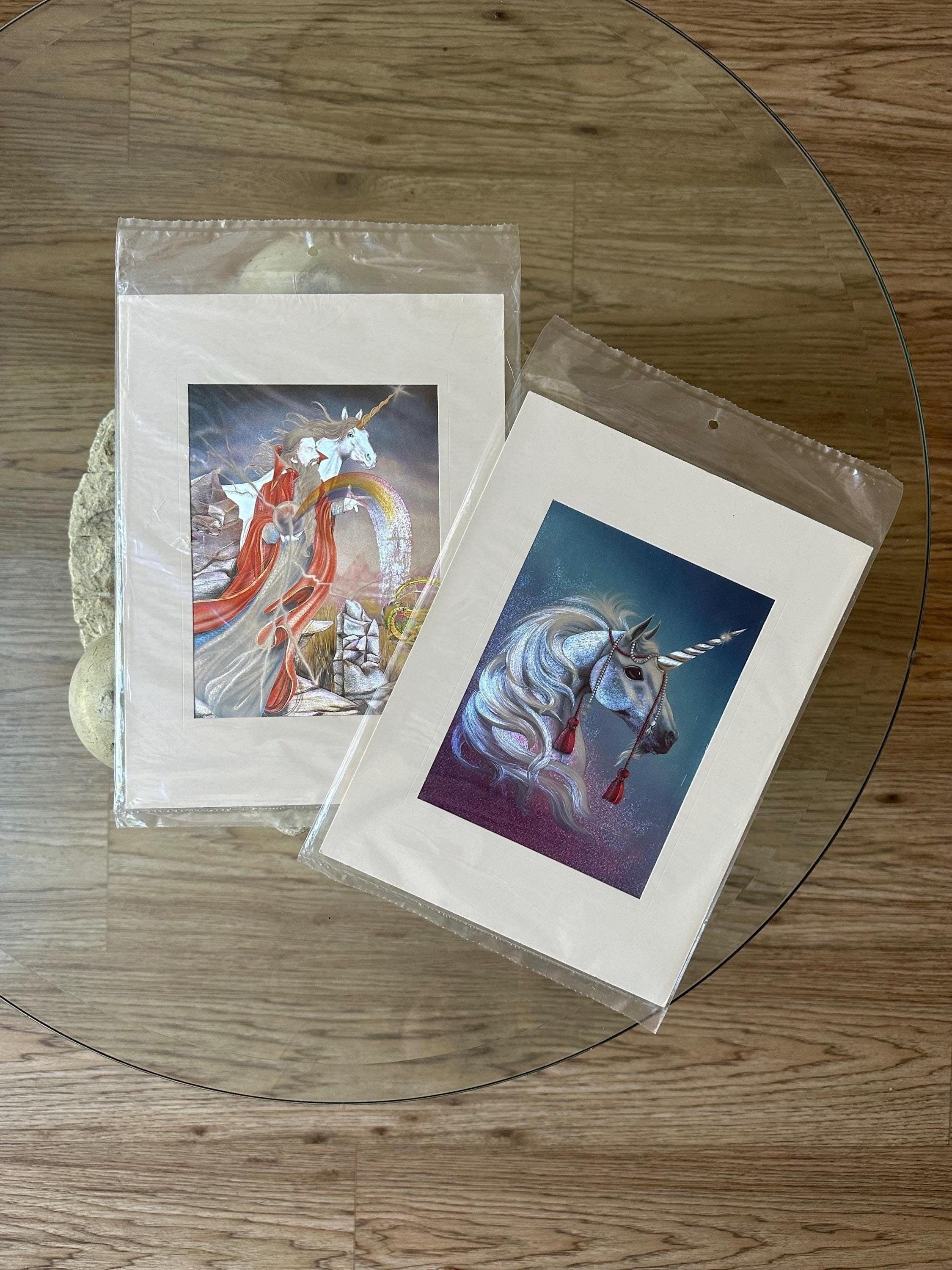 Unicorn and Wizard Metal Etched Surreal Fantasy Print