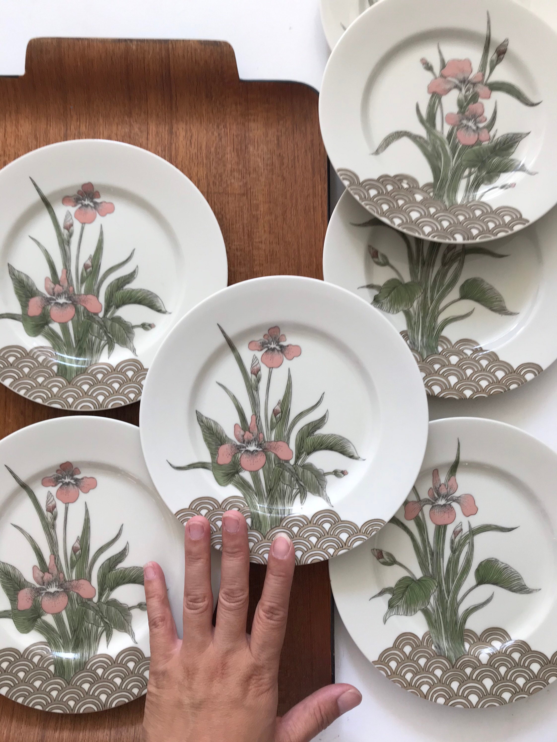 Mikasa Pink Iris Flower Appetizer Plate Set of 7 / Salad Etsy