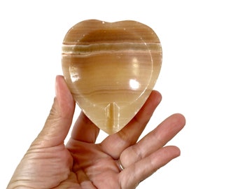 heart shaped natural beige stone onyx ashtray | gift for smoker