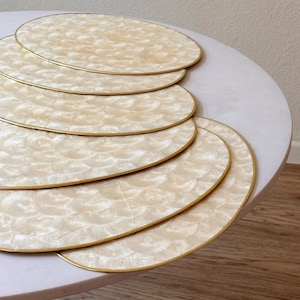 vintage white capiz shell serving table placemat set | housewarmings gift