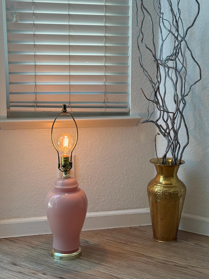 90s postmodern light pearl pink glass table lamp light immagine 8