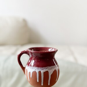 drip glazed ceramic burgandy mexican coffee mug image 7