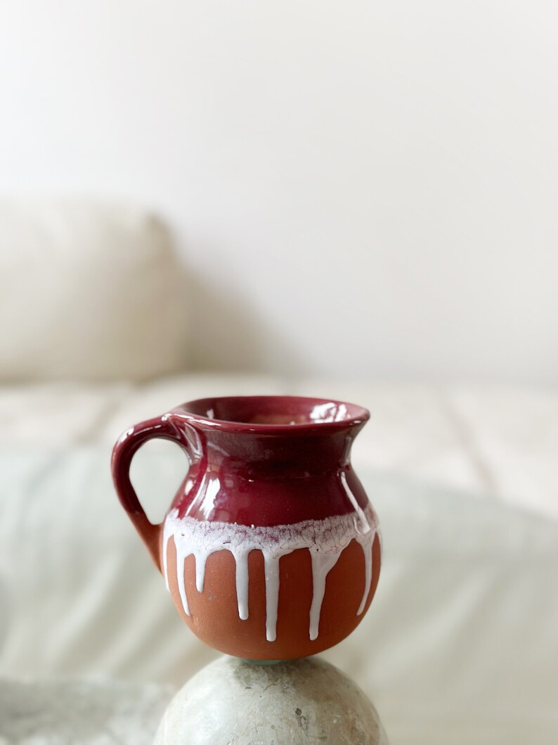 drip glazed ceramic burgandy mexican coffee mug image 7