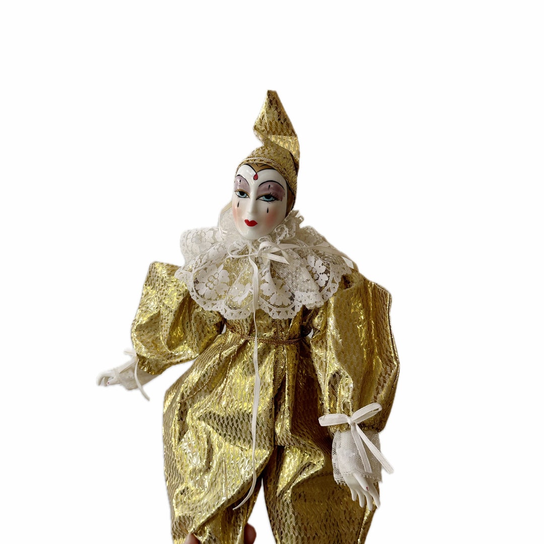 Maxyoung Porcelain Clown Doll - 8 Inch Harlequin Jester Doll For Christmas Decor, Collection, Or Creepy Carnival Gift