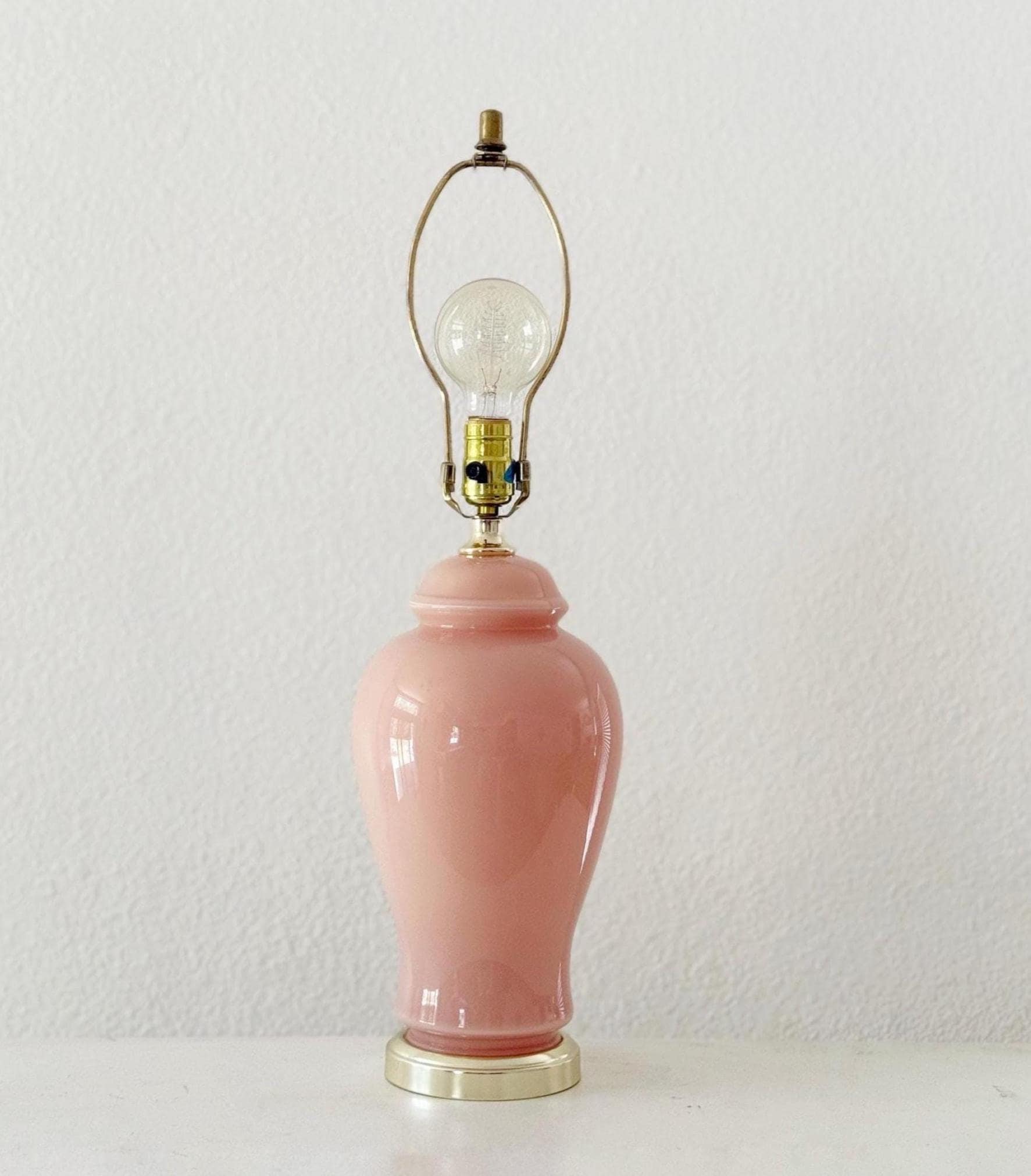 90s Postmodern Light Pearl Pink Glass Table Lamp Light - Etsy