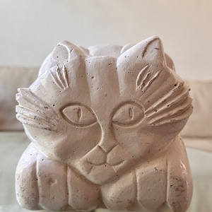 abstract cubist modern white ceramic cat figurine sculpture bookend gift cat lover image 5