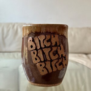 fun bitch brown hand thrown stoneware pottery coffee mug image 3