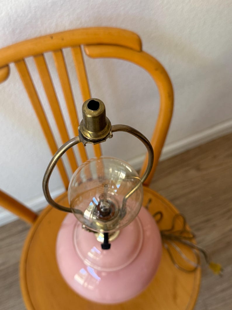 90s postmodern light pearl pink glass table lamp light immagine 7