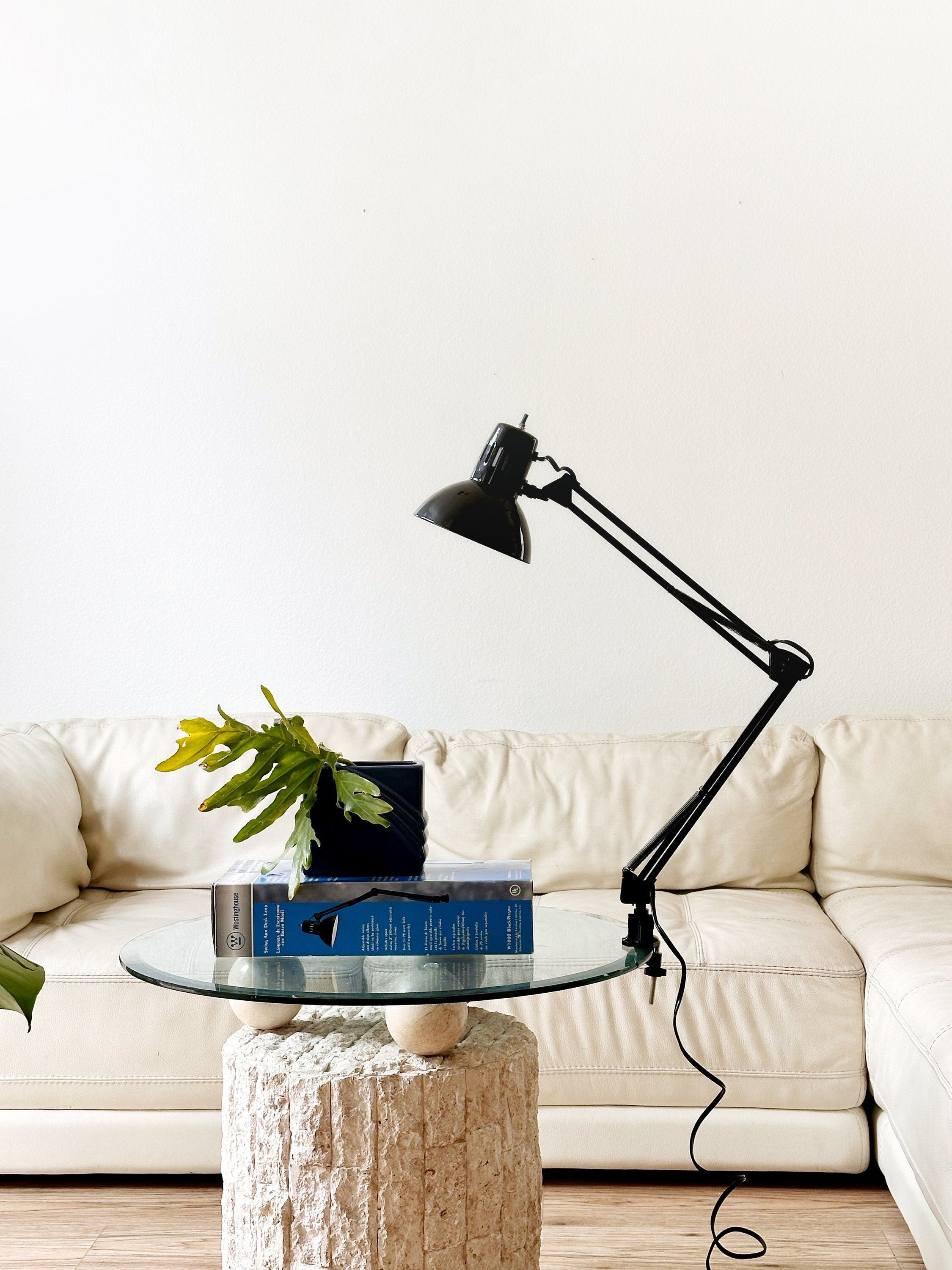 vintage adjustable industrial metal swing arm black lamp // mount included