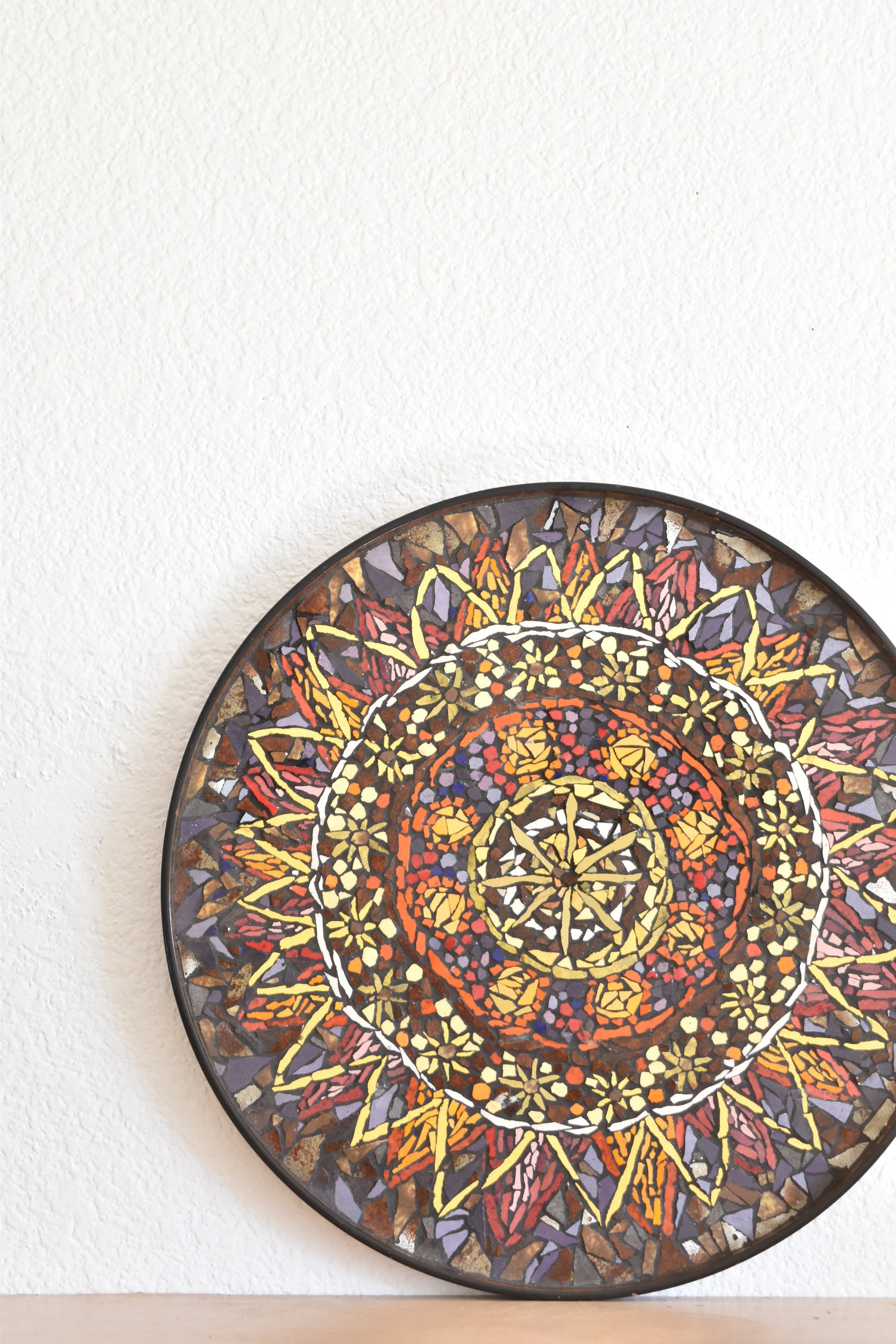 mid century modern glass mosaic serving tray wall hanging