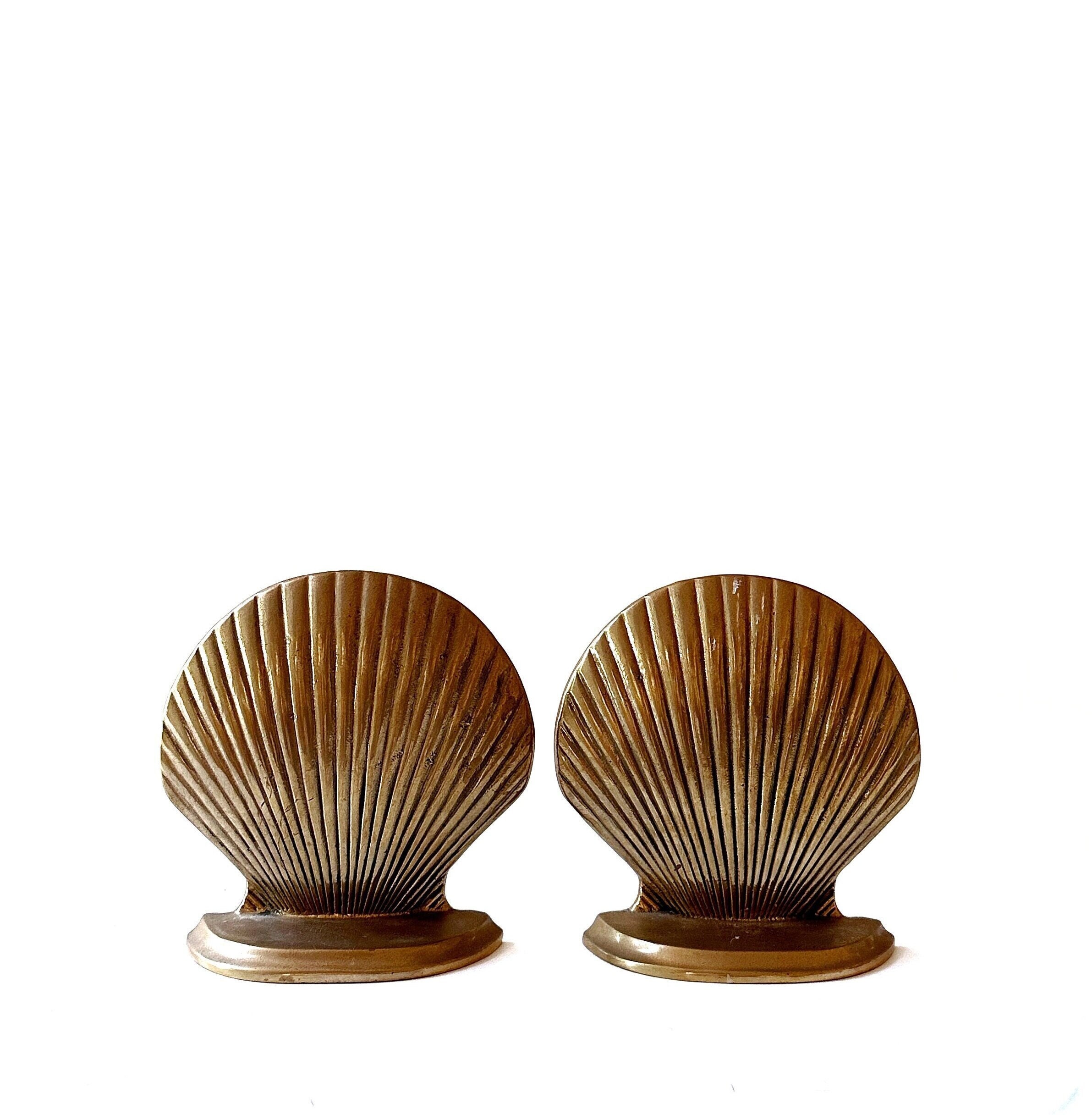 Heavy Solid Brass Clam Seashell Bookend Set Beach House Decor -  Israel