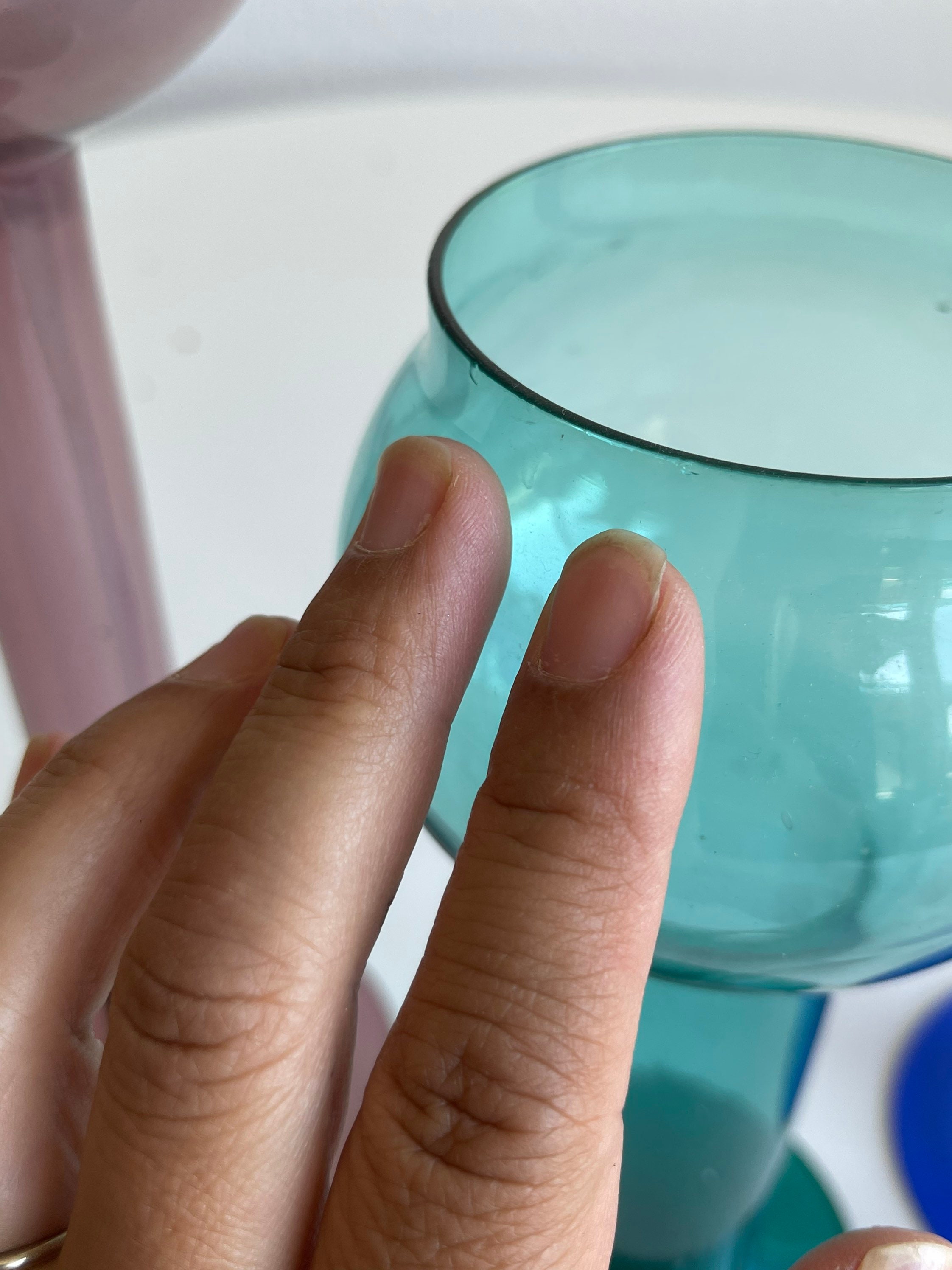 Set of 3 Clear Glass Ball Flower Vase Art Glass Sculptures Etsy
