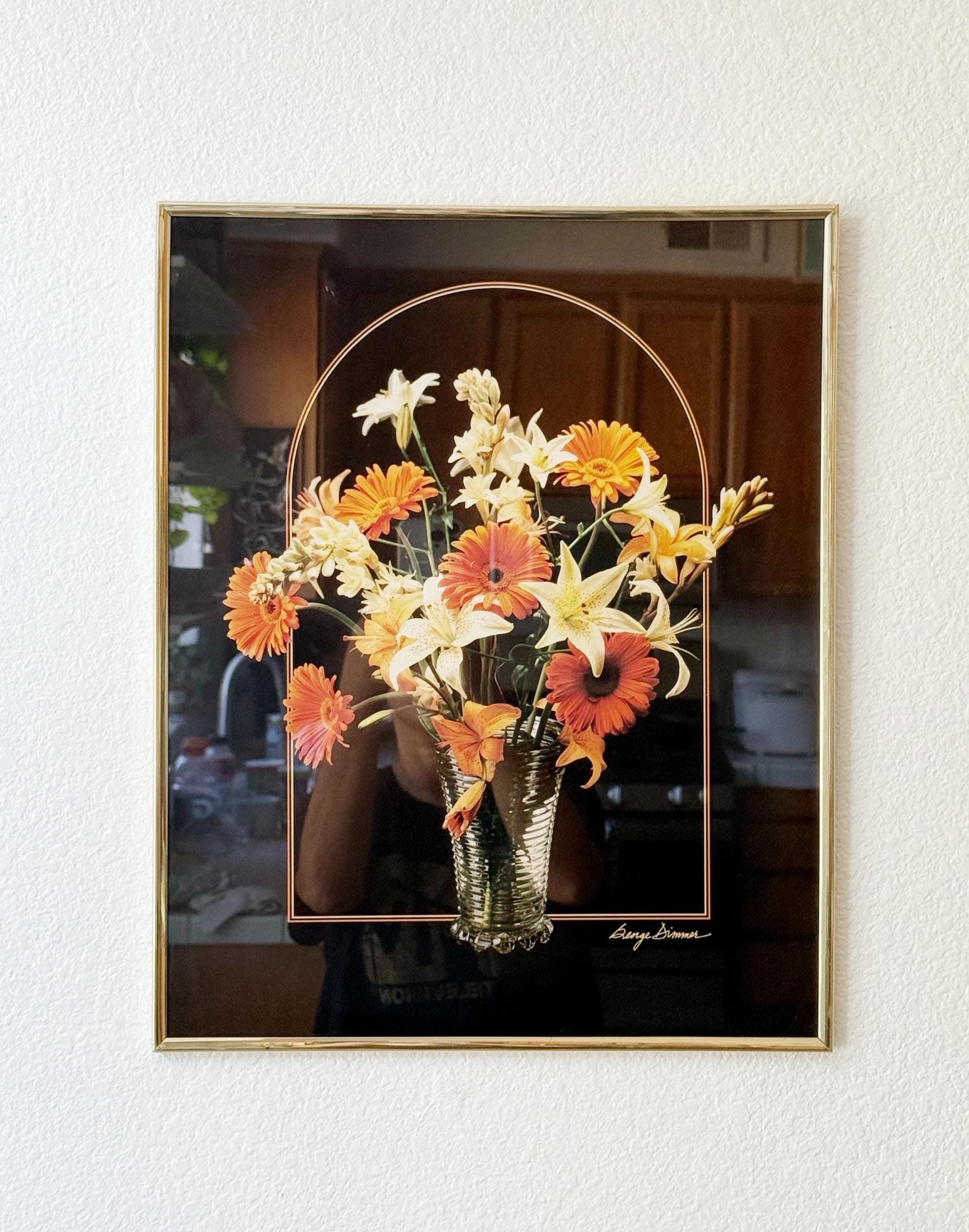 80s Postmodern Floral Print in Gold Frame: George Dimmer Wall Art