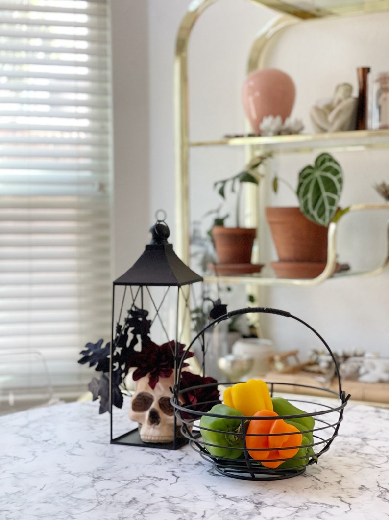 modern industrial black metal round wire basket / minimalist bowl image 6