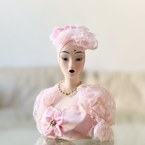 porcelain harlequin doll figurine venetian mardi gras bust with beauty mark mole image 4