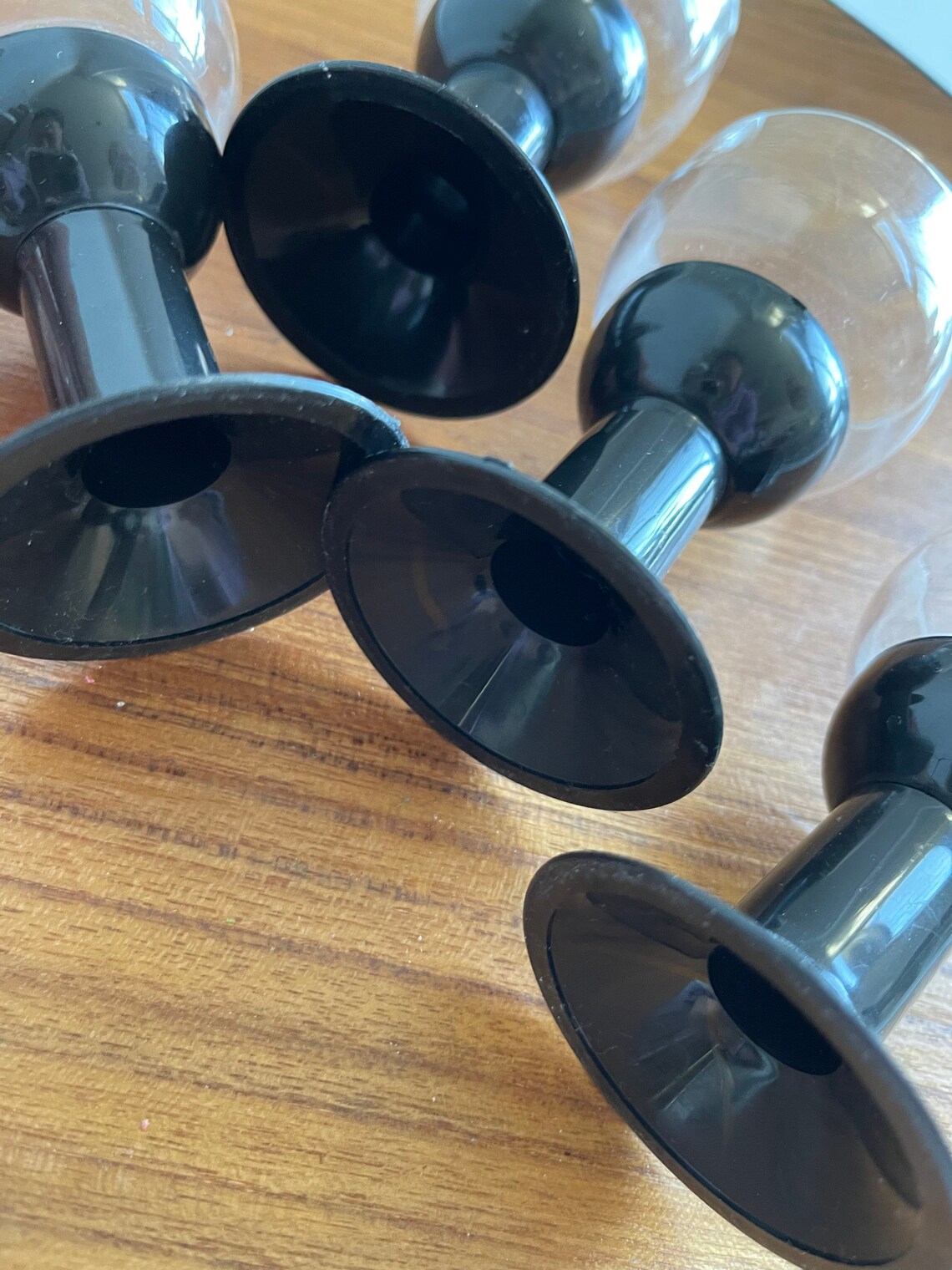 80s Set of 4 Modern Black Stemmed Shot Glasses Plastic Etsy UK