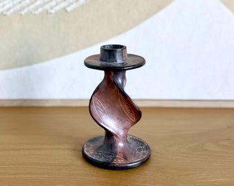 Vintage carved soapstone candlestick holder: Boho home decor