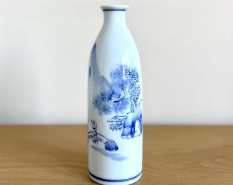 唐津伝統の日本のアンティーク陶器の花瓶、江戸時代後期から明治時代