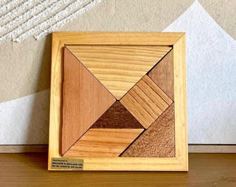 Vintage wooden tangram puzzle - Retro wooden game