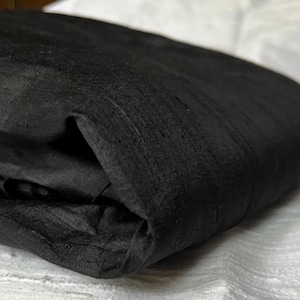 Silk Dupioni in Black - Extra wide 54 inches Half Yard, DEX 170
