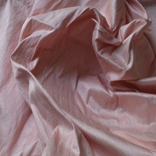 Spiced Coral Pink Metallic Shantung Silk Fabric main image 1
