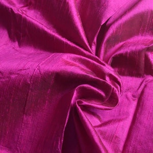 Silk Dupioni Hot Magenta  with black shimmer -  Half Yard, Yard, Meter &Half Meter -D 345