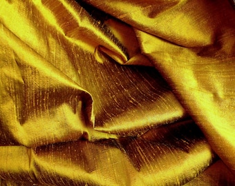 Silk Dupioni in Dark Gold  - Half yard,Yard & Meter - D 63