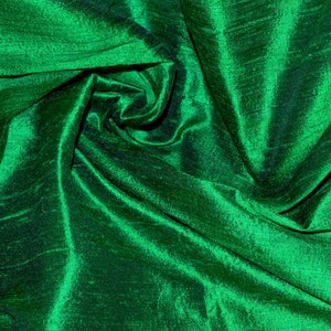 Silk Dupioni in Emerald  Green with Black - Half yard, Yard & Meter -D 223