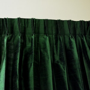 Green Colored Silk Drapes in Rich Raw Silk / Dupioni Silk image 1