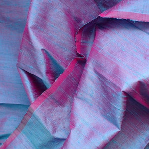 Silk Dupioni in Cerulean Blue and Magenta half yard, Yard, Meter & Half Meter D104 image 2