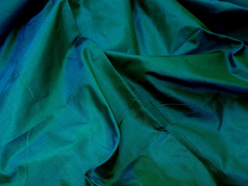 Fine Indian Silk Taffeta in Rich Green-Teal or Peacock Green blue Half yard, Yard &Meter-TF 27 image 4