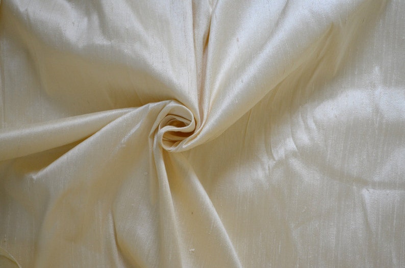 Silk Dupioni in Cream, Fat quarter, Half yard,Yard, Meter & Half Meter D 265 image 1