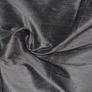 Silk Dupioni in Charcoal grey Half yard, yard, Meter & Half Meter D 195 image 1