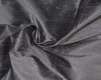 Charcoal Dupioni Silk Fabric for Curtains and Drapery