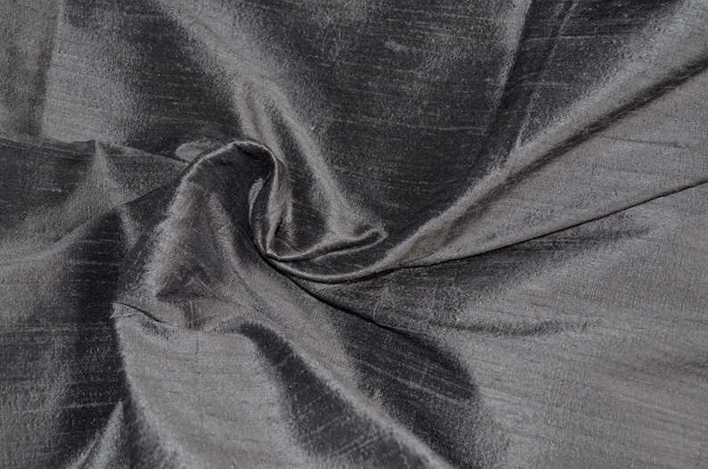 Silk Dupioni in Charcoal grey Half yard, yard, Meter & Half Meter D 195 image 1