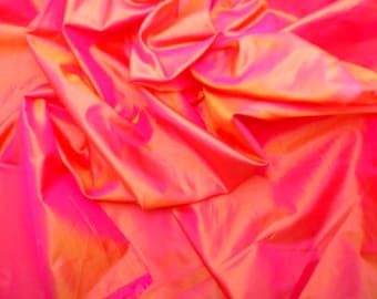 Peach & Pink Silk Taffeta Fabric, Dual Shade Indian Silk TF 2