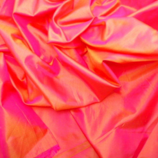 Pink Silk Dual Shade Tissue Taffeta Fabric Thin Pure Silk Skirt Gown Dress Pillow Covers Peach Silk for Wedding